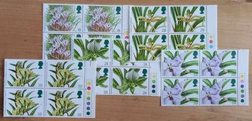 1993 Great Britain Orchids FDC + 5 MNH blocks of 4