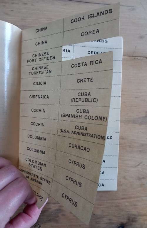 Vintage G.F. Rapkin `Titles of Countries` gummed labels for stamp albums, partially used