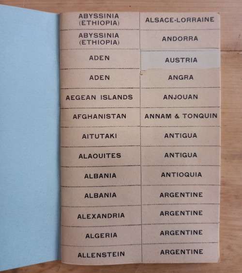 Vintage G.F. Rapkin `Titles of Countries` gummed labels for stamp albums, partially used