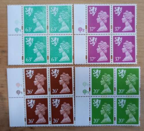 1996 Britain Scotland definitives Machin FDC + 4 MNH blocks of 4