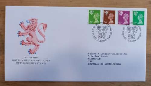 1996 Britain Scotland definitives Machin FDC + 4 MNH blocks of 4