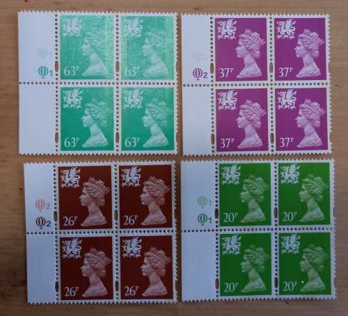 1996 Britain Wales definitives Machin FDC + 4 MNH blocks of 4