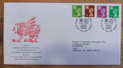 1996 Britain Wales definitives Machin FDC + 4 MNH blocks of 4