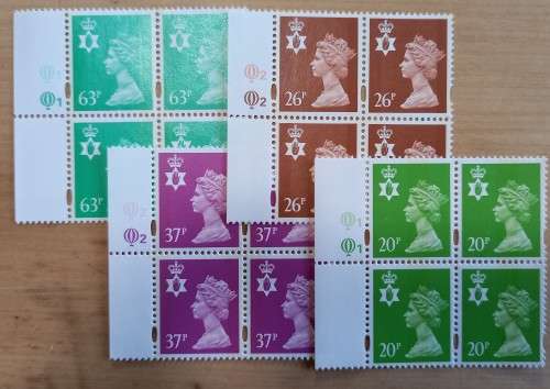 1996 Britain Northern Ireland definitives Machin FDC + 4 MNH blocks of 4