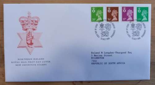 1996 Britain Northern Ireland definitives Machin FDC + 4 MNH blocks of 4