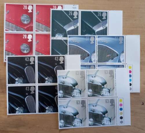 1996 Great Britain `Classic Sports Cars` FDC + 5 MNH blocks of 4