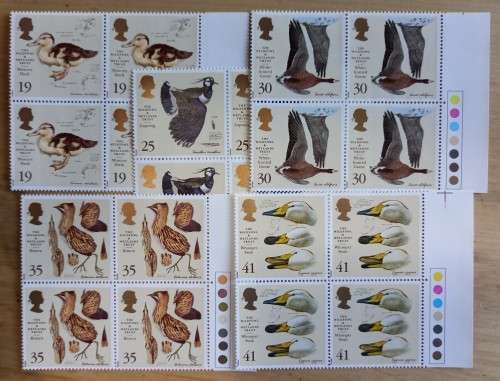 1996 Great Britain `Wildfowl & Wetlands Trust` FDC + 5 MNH blocks of 4