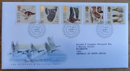1996 Great Britain `Wildfowl & Wetlands Trust` FDC + 5 MNH blocks of 4