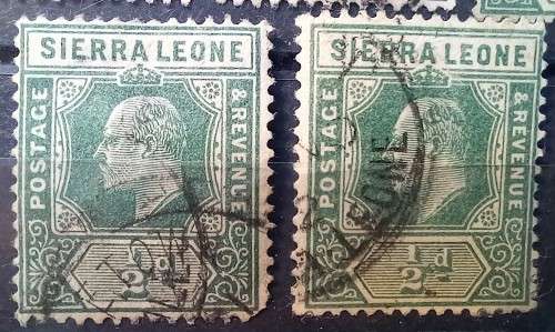 Sierra Leone Edward VII lot of 4 used & 1 MH stamp