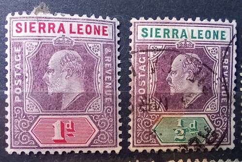 Sierra Leone Edward VII lot of 4 used & 1 MH stamp