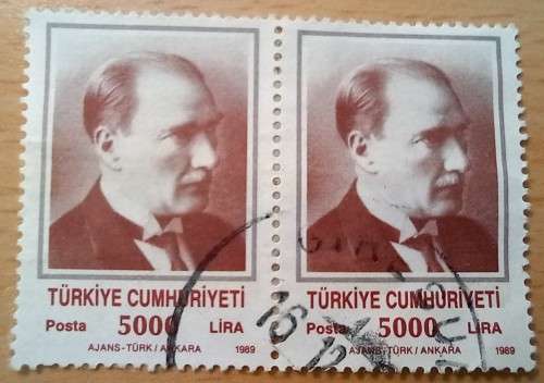 Turkey 1989 5000 Lira pair, used