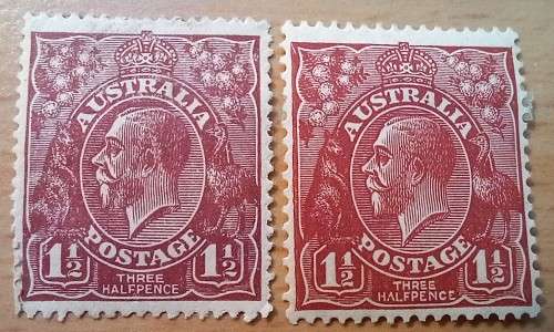 Australia 1 1/2P 1915-1924 MH - two types
