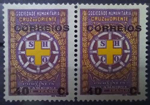 Mozambique 1927 pair of 40c tax stamp MH