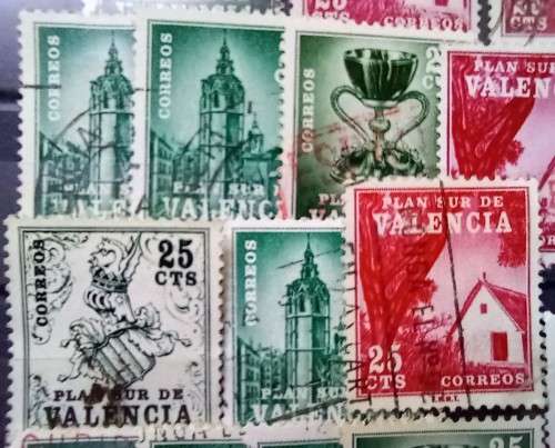 Spain Valencia lot of 15 Tax stamps 1963-1973 used