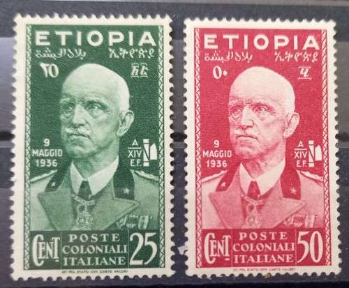 1936 Italian Ethiopia 25c & 50c MH