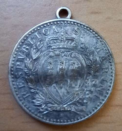 San Marino silver 50 Centesimi 1898R pendant