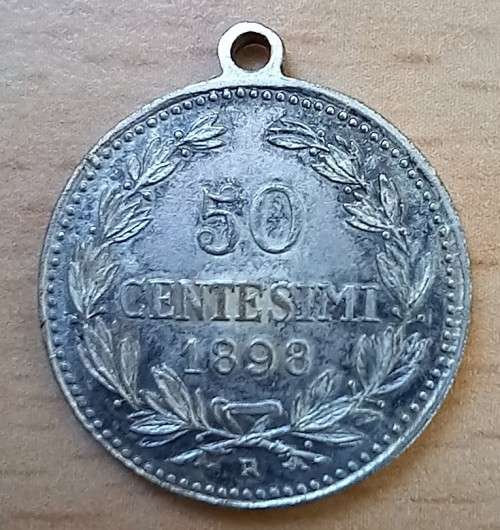 San Marino silver 50 Centesimi 1898R pendant