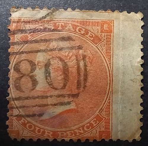 1862 Britain 4P with wide right margin used