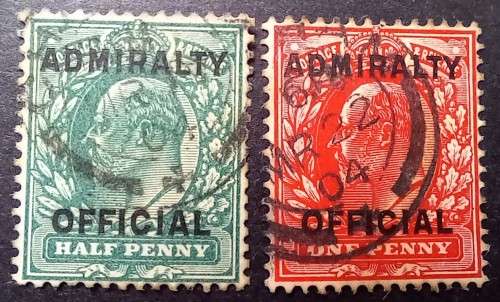 1913 Britain Admiralty Officials 1/2P & 1P used