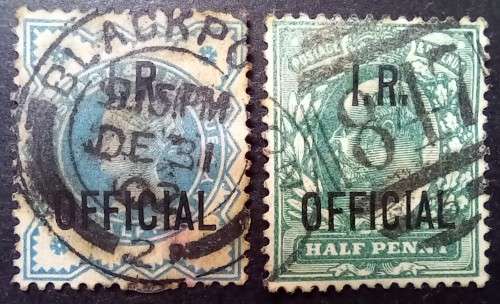 Britain I.R. Officials 1/2P 1901 & 1902 used