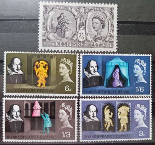 1964 Great Britain full set of Shakespeare stamps MNH