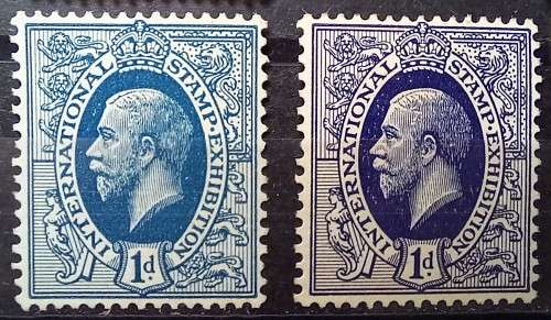 1912 Britain lot of 6 MH stamps (one imperf) Jubilee Stamp Exhibition 5 colours