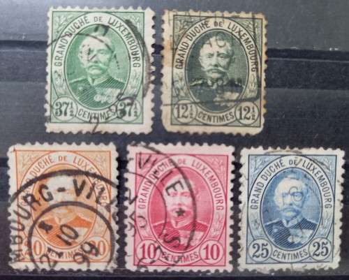 1891 Luxembourg part set used 10, 12 1/2, 20, 25, 37 1/2c