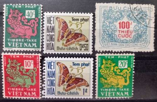 Vietnam lot of 6 postage dues 1952-1968 some unused