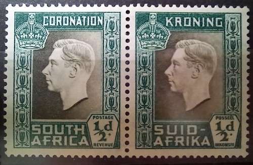 1937 SA Union 1/2D 4 blocks of 4 + pair MH colour variations