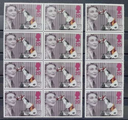 1996 Great Britain block of 8 + strip of 4 20p MNH