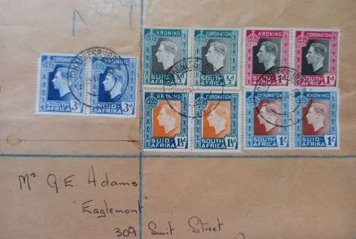 1937 SA Union lot of 2 private registered FDCs, some tears in envelope