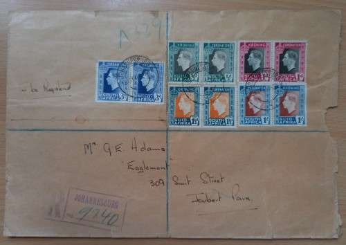 1937 SA Union lot of 2 private registered FDCs, some tears in envelope