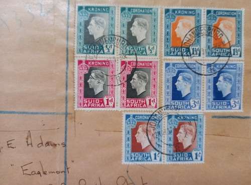 1937 SA Union lot of 2 private registered FDCs, some tears in envelope