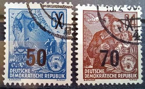 Germany DDR 1954 typography surcharges 6 used - 5 to 70 Pfg - CV R8000