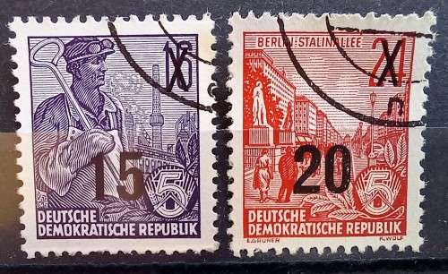 Germany DDR 1954 typography surcharges 6 used - 5 to 70 Pfg - CV R8000