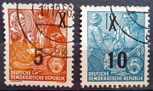 Germany DDR 1954 typography surcharges 6 used - 5 to 70 Pfg - CV R8000