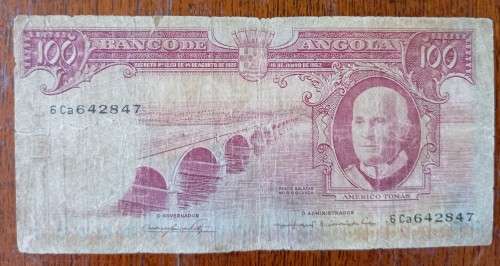 1963  Angola 100 Escudos, with tear