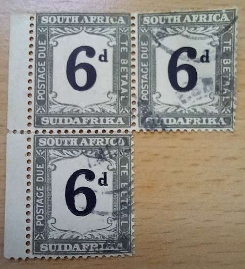 1927 SA Union Postage Due 6d block of 3 used