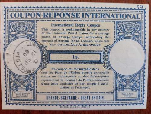 Commonwealth Reply Coupon 5d + International Reply Coupon 1 Shilling Britain