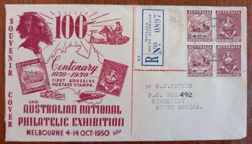 1950 Australia registered souvenir cover to Kimberley