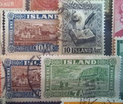 Iceland lot of 22 old stamps - some in high values