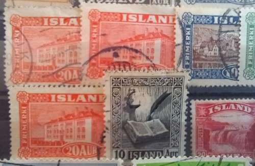 Iceland lot of 22 old stamps - some in high values