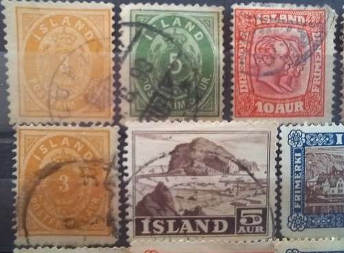 Iceland lot of 22 old stamps - some in high values