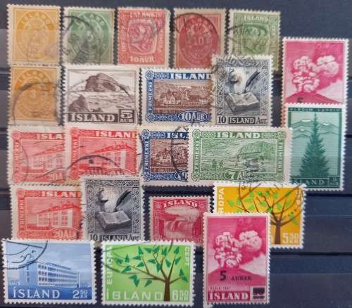 Iceland lot of 22 old stamps - some in high values
