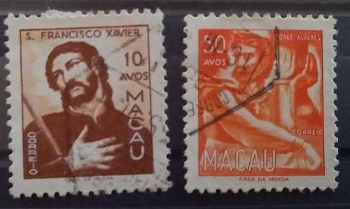 1951 Macau 2, 10 & 50 Avos used + 1 Avo 1953 MH