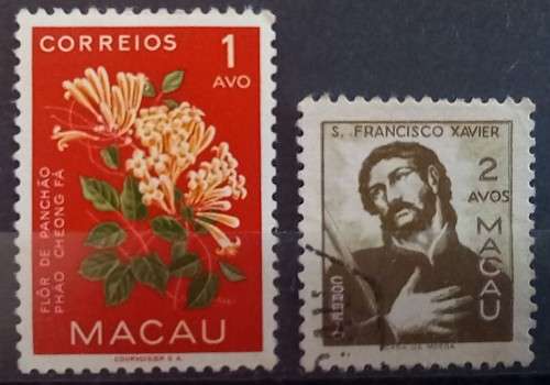 1951 Macau 2, 10 & 50 Avos used + 1 Avo 1953 MH