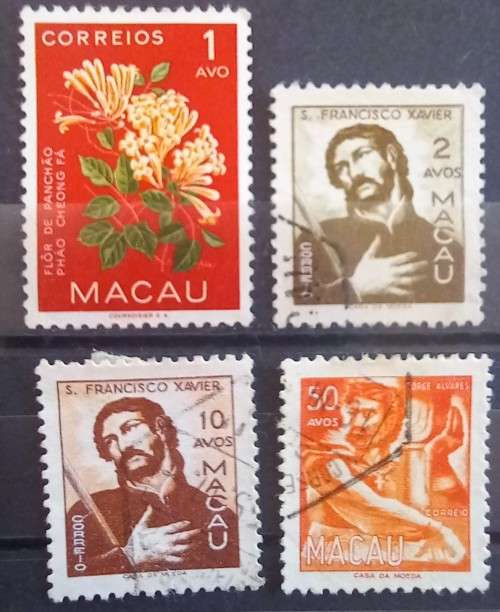 1951 Macau 2, 10 & 50 Avos used + 1 Avo 1953 MH