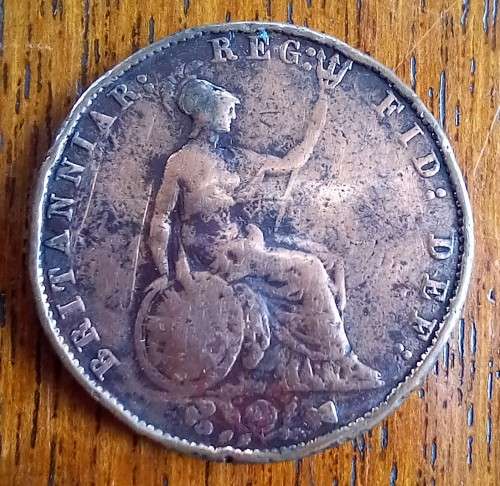 1858 Great Britain Half Penny cleaned