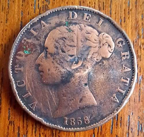 1858 Great Britain Half Penny cleaned