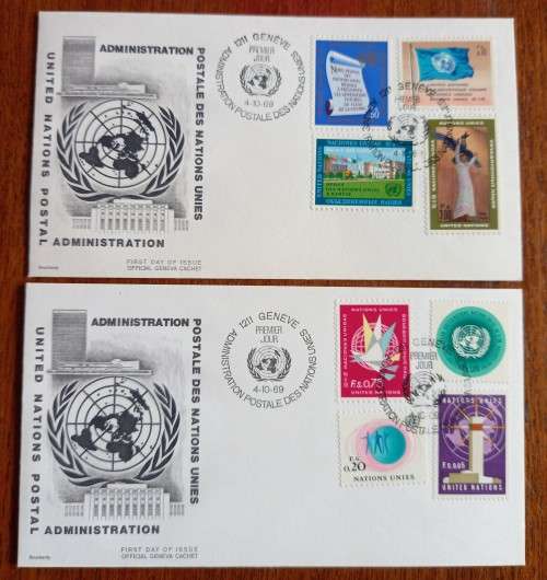 1969 United Nations Geneva 1st issue FDC pair